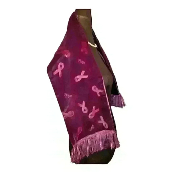 PURPLE Velour Scarf "HOPE" For the CURE SUPPORT Ghost Ribbon Accents Rectangle - Picture 12 of 12
